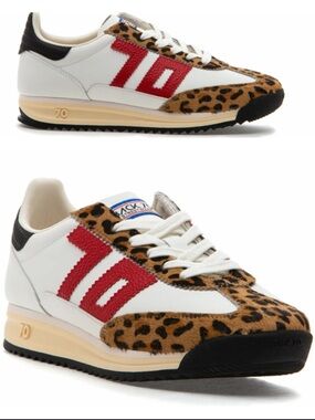 Back 70 Barkley Strike Sneaker In White Pony Camel Retro Sporty Chic SZ 38/7